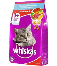 Вискас сухой корм для кошек для стерилизованных кошек и котов с говядиной 1,9 кг. 